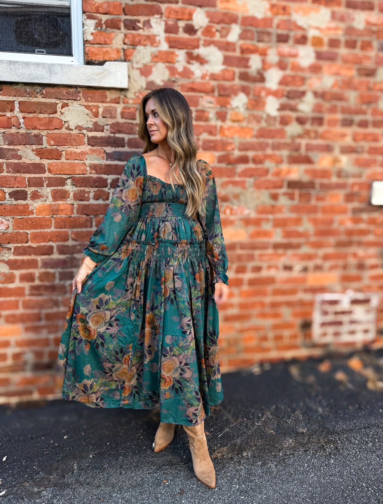 Pine Green L/S Dress