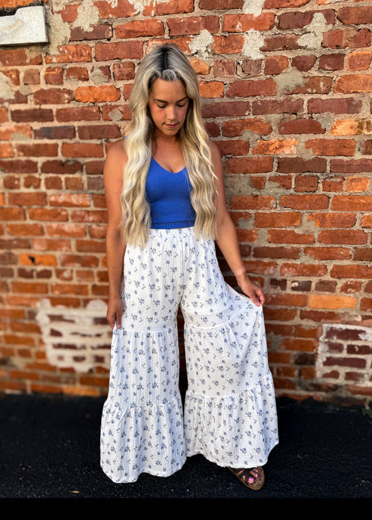 Blue Floral Pants