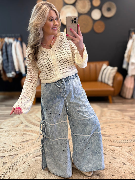 Denim Laser Cut Pants