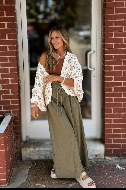 Olive Wide Leg Pants