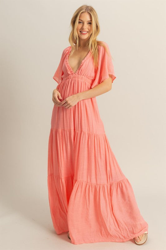 Light Coral Maxi Dress